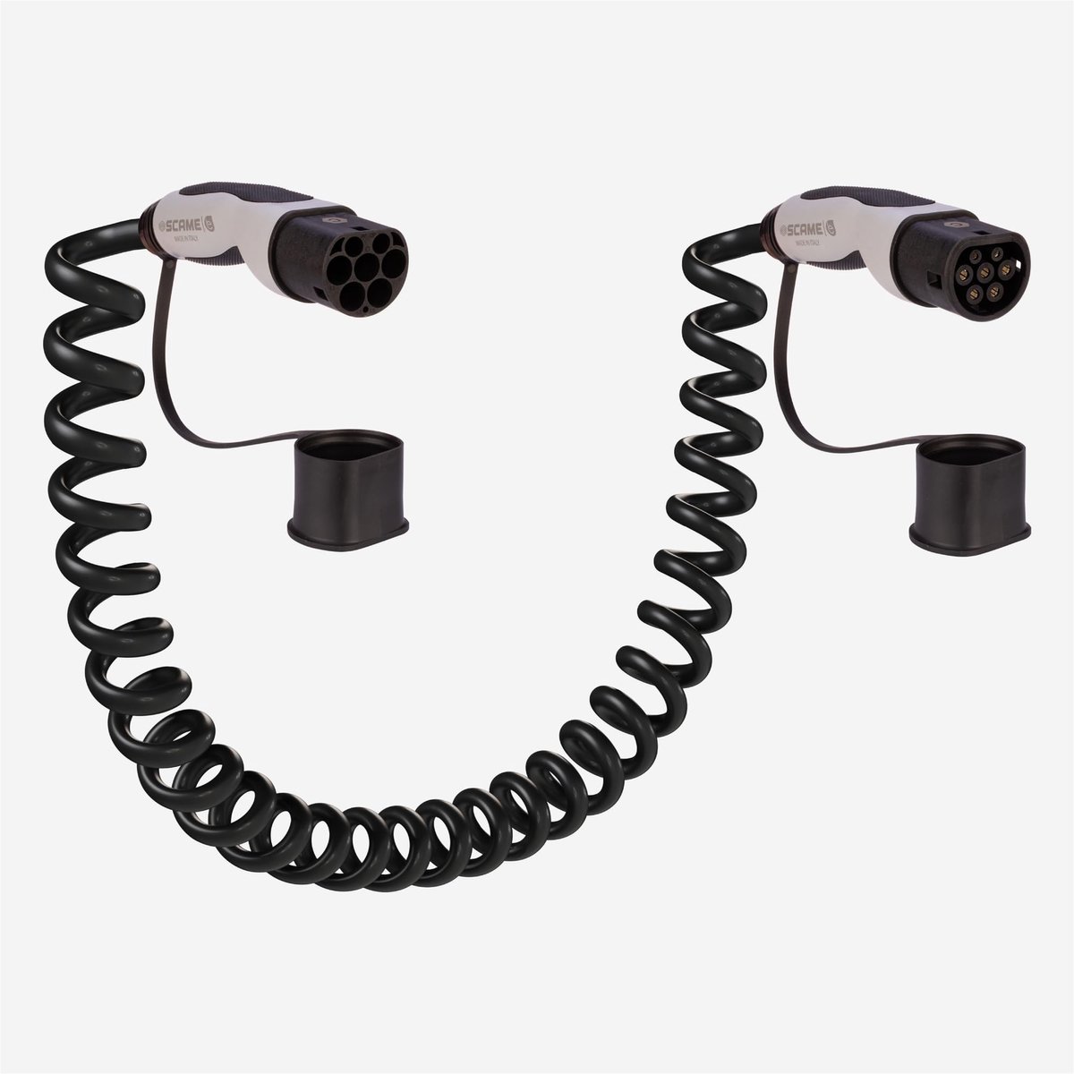 SnelShoppen - Spiraal Oplaadkabel voor Elektrische Auto EV - Type 2, Eénfasige Aansluiting, 7,4 kW, 32A, 4 Meter - Zwart en Grijs, Ideaal voor Thuis e