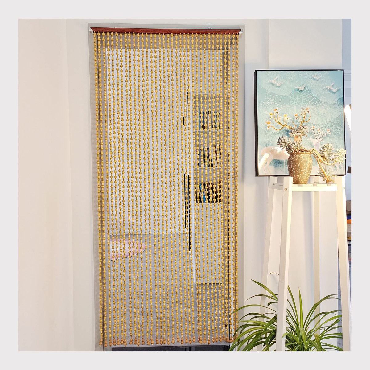 SnelShoppen - Deurgordijn Houten Kralen 90 x 210 cm Natuur - Balkon Gordijn, Deurdecoratie, Wandgordijn voor Deuropening, Tuin en Keuken