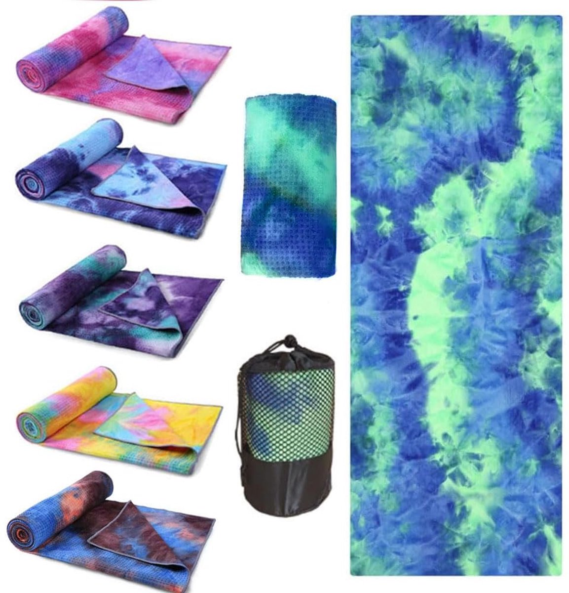 SnelShoppen - Oaygat Yogamat Handdoek Antislip Hot Yoga Handdoek met Grip Dots 24" x72" Zachte Microfiber Zweet Absorberende Yoga Deken met Mesh Draag