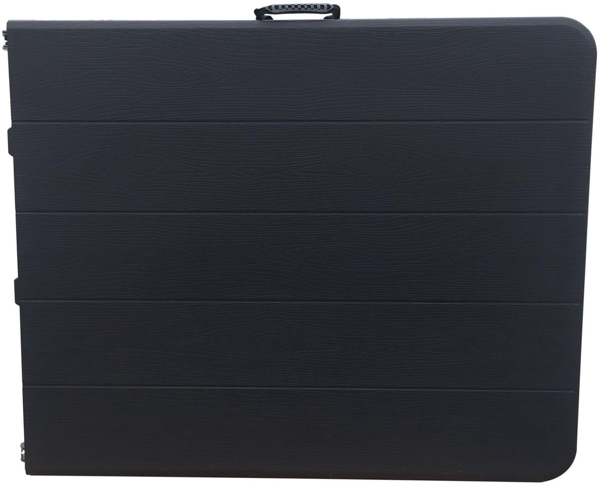 SnelShoppen - Multifunctionele Klaptafel 180x74 cm - Zwart met Klapdeksel en Draaggreep - Ideaal voor Feesten, Camping, Tuin, Keuken