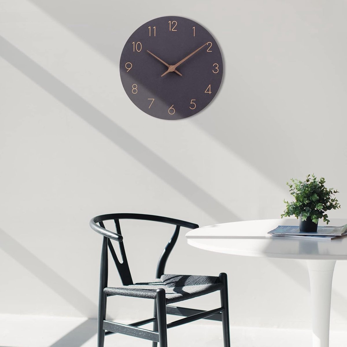 SnelShoppen - Moderne MDF Houten Wandklok Zonder Tikkende Geluid, Grote 30 cm Kwarts Klok op Batterijen, Eenvoudig Af te Lezen voor Thuis, Keuken, Sla