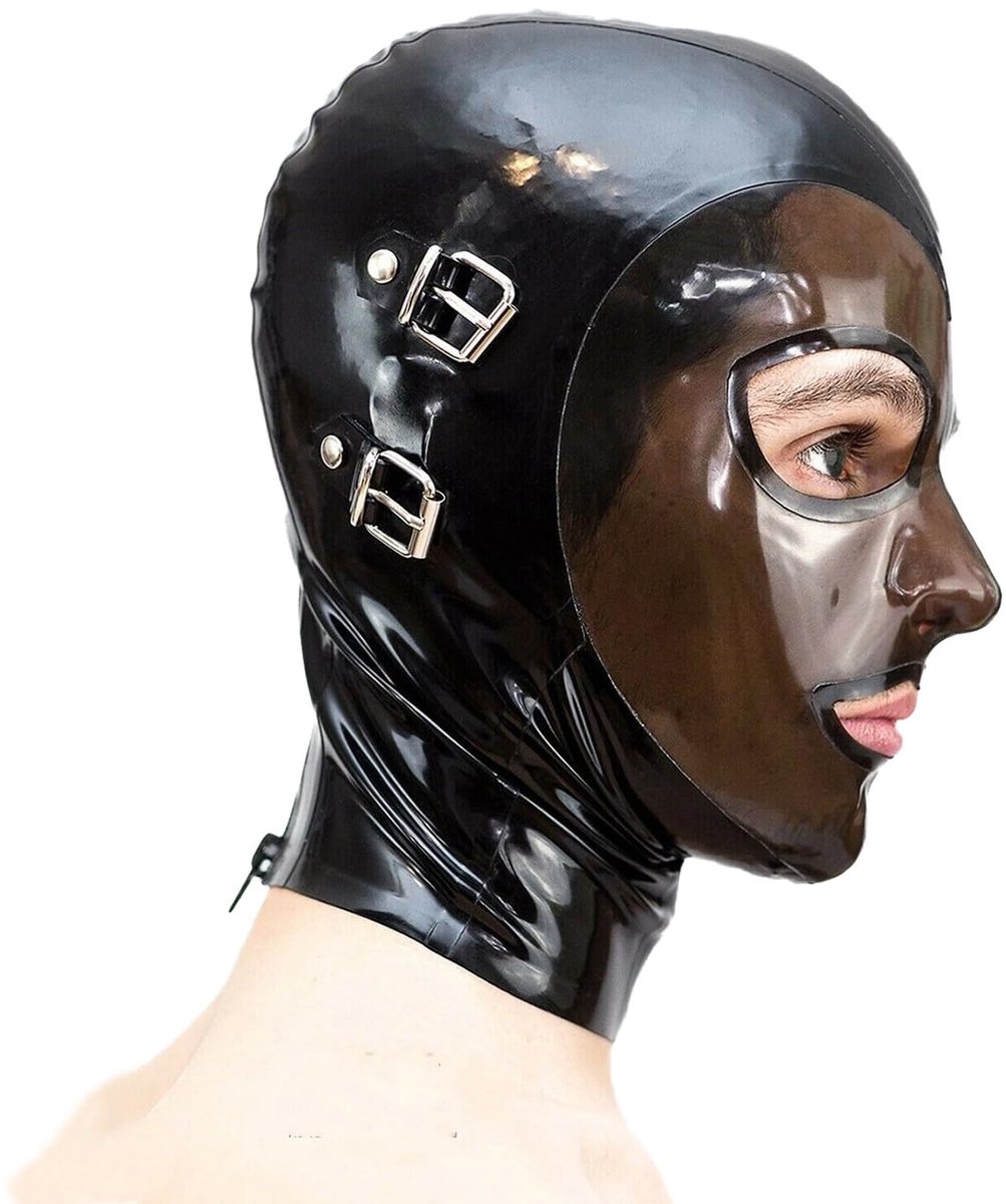 SnelShoppen - Latex Masker Rubberen Kap met Afneembare Ogen en Mondbedekking, Handgemaakt Hoofddeksel met Rits voor Feesten, Halloween en Cosplay L