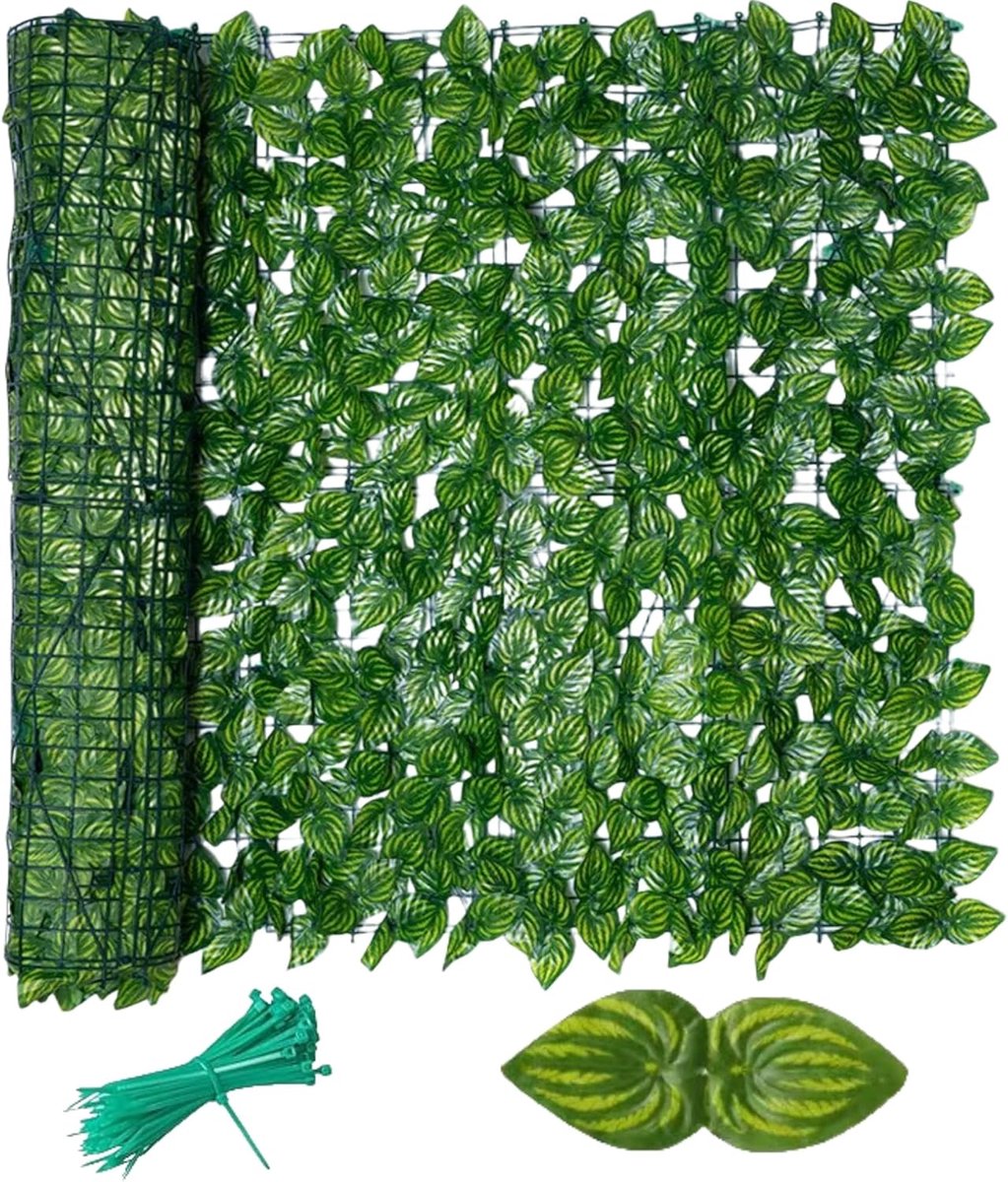 SnelShoppen - Tuinafrastering 3 x 0,5 m - Kunstmatige Klimop Trellis - Tuinscherm Hek met Bladeren - Privacyscherm Plantenwandpanelen voor Balkon en B