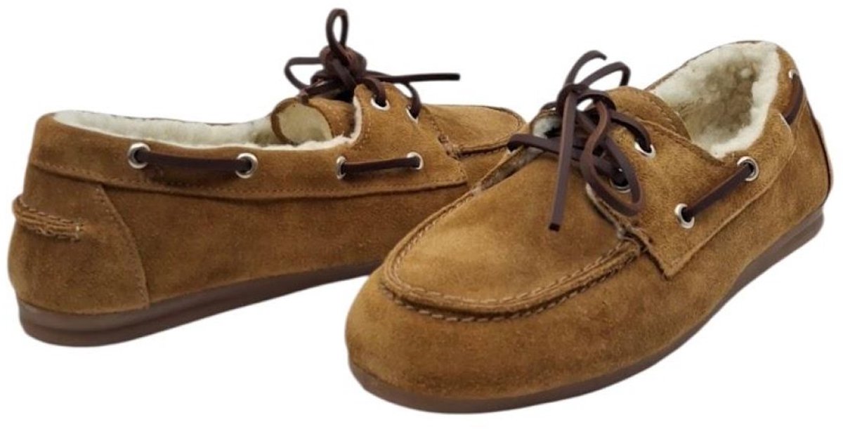 Pavement Pavilde 24411 tan suede bootschoen met wol