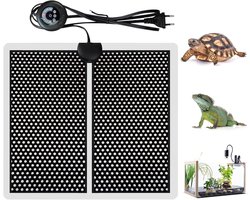 Verwarmingsmat Terrarium - Warmtedeken Reptiel - Klimaatbeheersing Dier - 7 Temperatuurstanden - 28 x 28 cm - Zwart