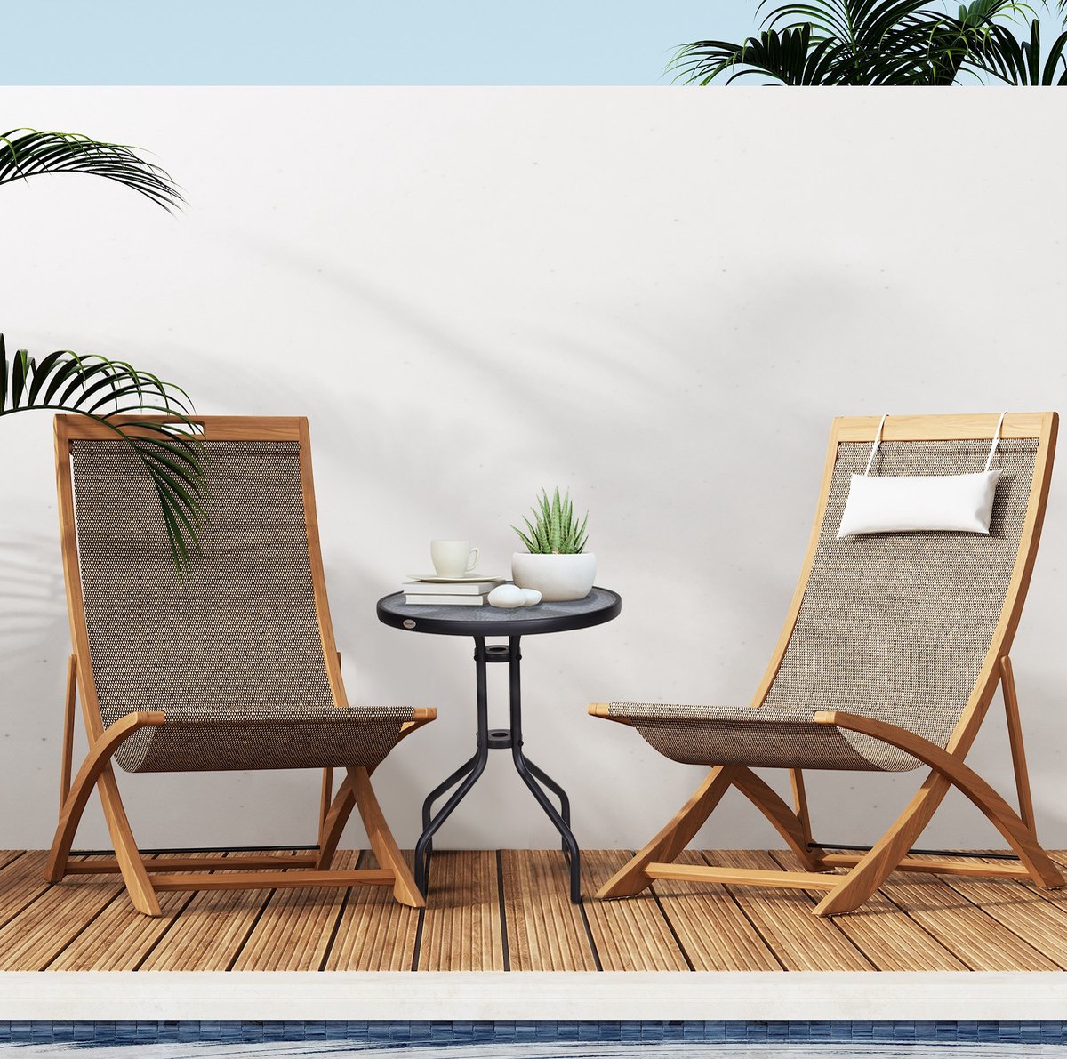DESMIU Balkontafel Rond - Zwart Metaal Met Veiligheidsglas - Compact En Modern Voor Balkon, Tuin En Terras - Ø60 X H70 Cm