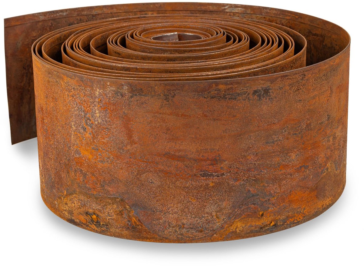 SnelShoppen - Gazonrand van cortenstaal 10 m - Metalen borderrand 14 cm hoog - Eenvoudige montage - Bloembedomranding met roest - Inclusief montagehan