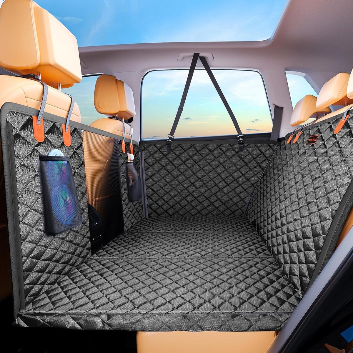 Hondenauto deken - Stoelhoes huisdier - Veilig reizen - Mesh ventilatie - 132 x 63 cm - Zwart