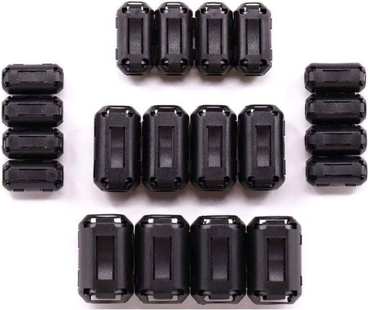 Clip-on ferrietringkern - set van 20 stuks - Voor kabels van 3,5 mm, 5 mm, 7 mm, 9 mm en 13 mm - RFI EMI ruisonderdrukker