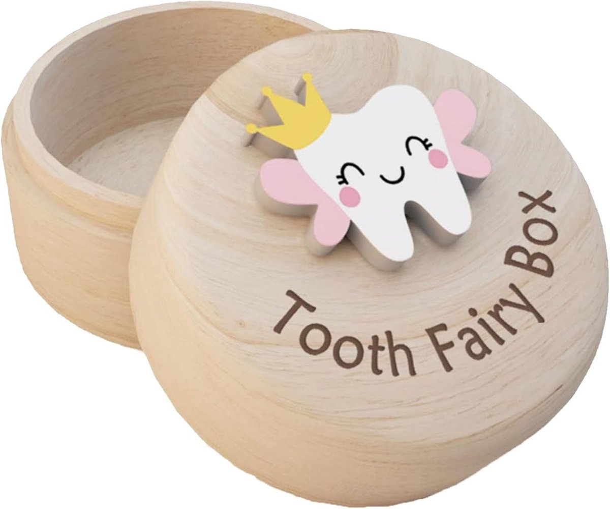 Houten Tandendoos voor Baby's, Ideaal voor Melktanden, Bewaarplek voor Tandjes, Perfect Kraamcadeau