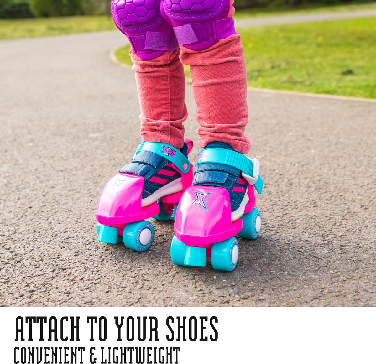 SnelShoppen - Xootz Beginner Trainer Rolschaatsen, My First 4 Wiel Quad Rolschaatsen voor Kinderen, Roze, Eén Maat voor Jongens en Meisjes, Perfect vo