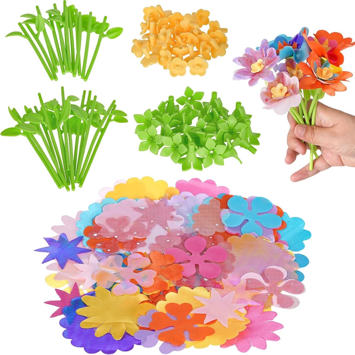 Doe-het-zelf bloemenpers set - 90 stoffen bloemen - 100+ accessoires - creatief voor handgemaakte bloemstukken - SnelShoppen