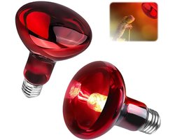 Reptielenlamp Rood - Warmtelamp Terrarium - Dieren Welzijn - Verstoort Slaap Niet - 2 Stuks 100W - Rood