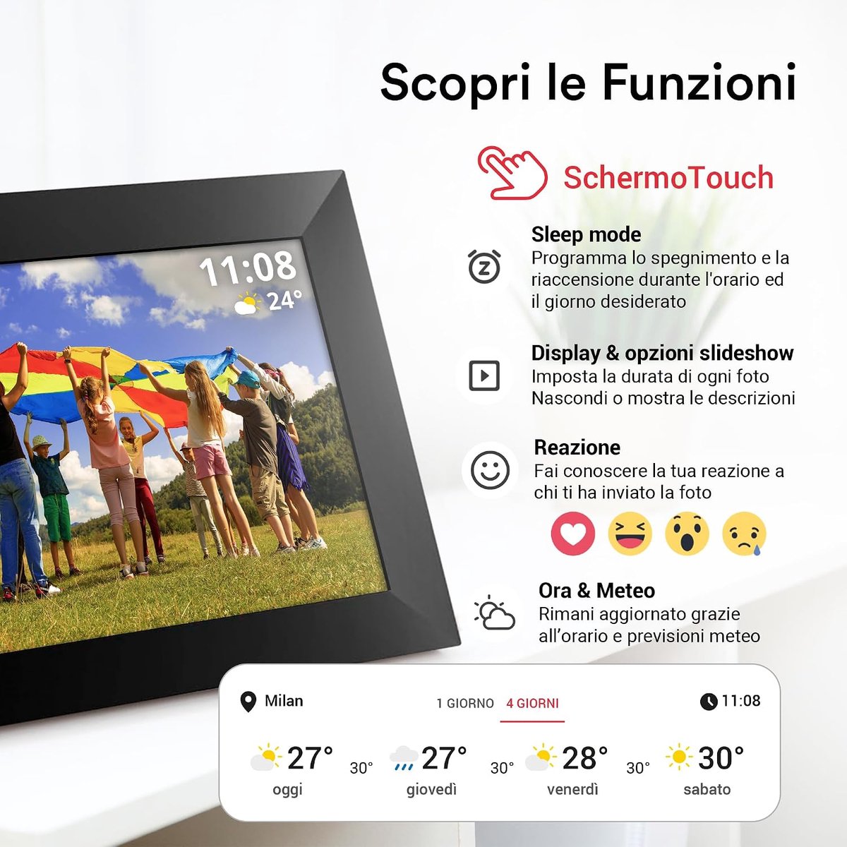 Digitale fotolijst - Foto display - Foto's delen - WiFi verbinding - 10 inch - Zwart — cadeau in Wonen & Interieur - foto 2