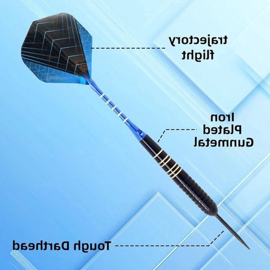 Dailygoods - Professionele Darts - Set van 3 - Ideaal voor Recreatie en Training - Blauw - Lichtgewicht Darts - Geschikt voor Iedereen - 22g van Dailygoods — afbeelding 2