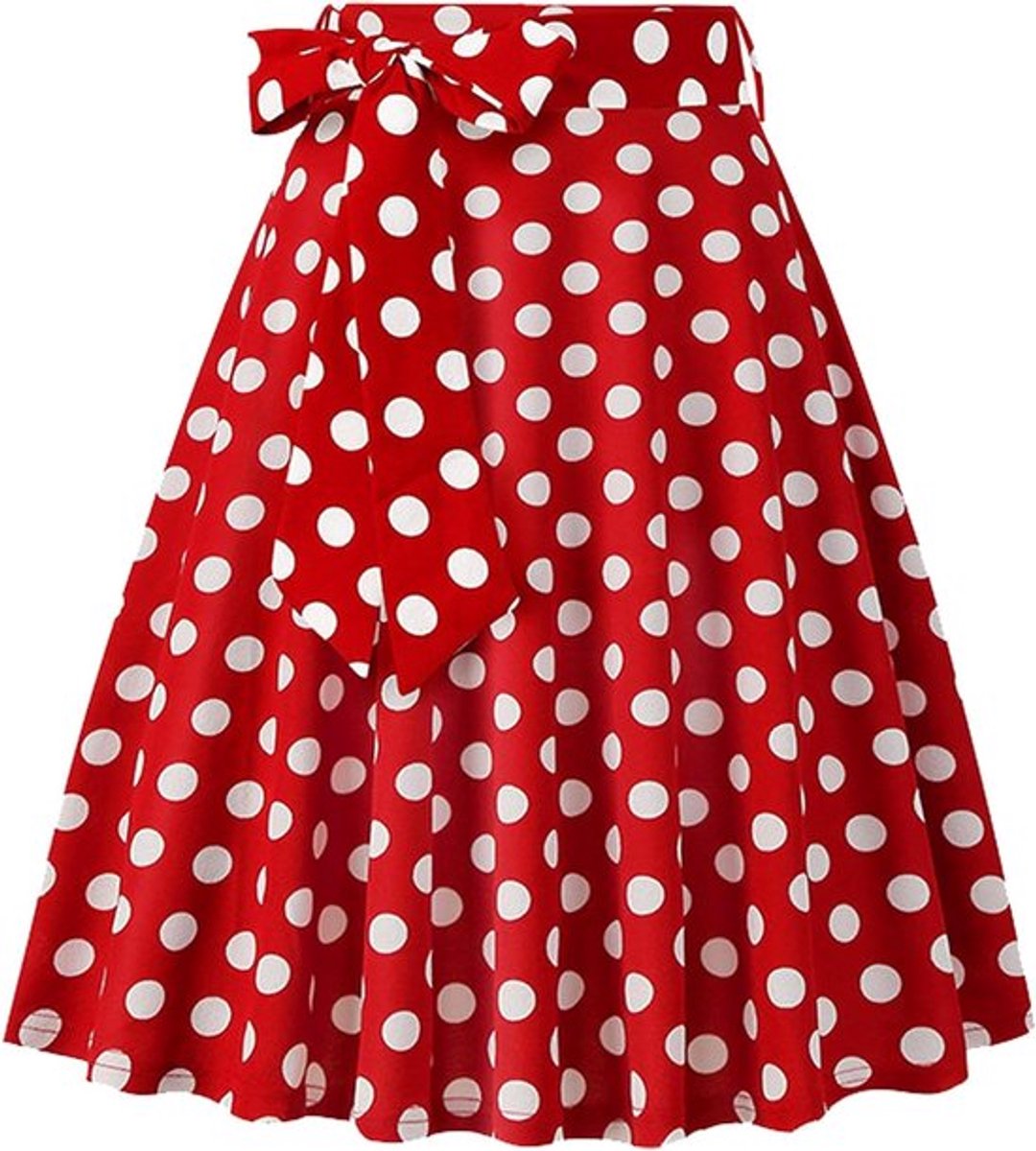 Vrouwelijke Midi Rok met Polka Dots, Rockabilly Stijl, Flared Casual Zomerrok voor Diverse Gelegenheden