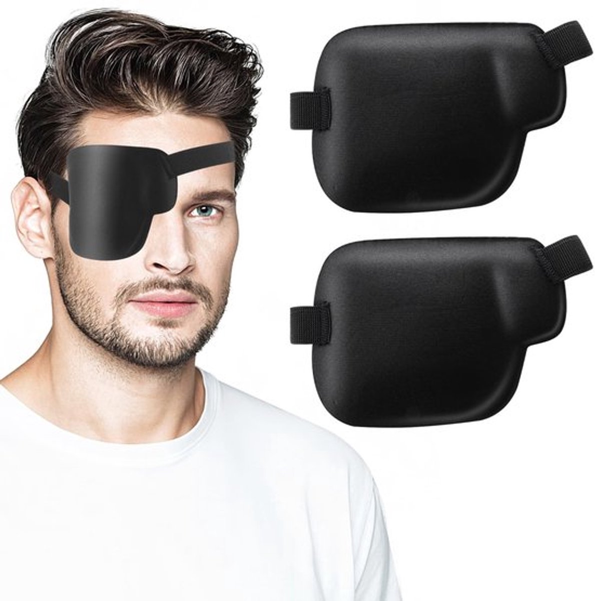Oogklep Medisch - 2 Stuks - Verstelbaar Oogmasker - Ooglapje voor Volwassenen/Kinderen - Zwart - Polyester/Katoen