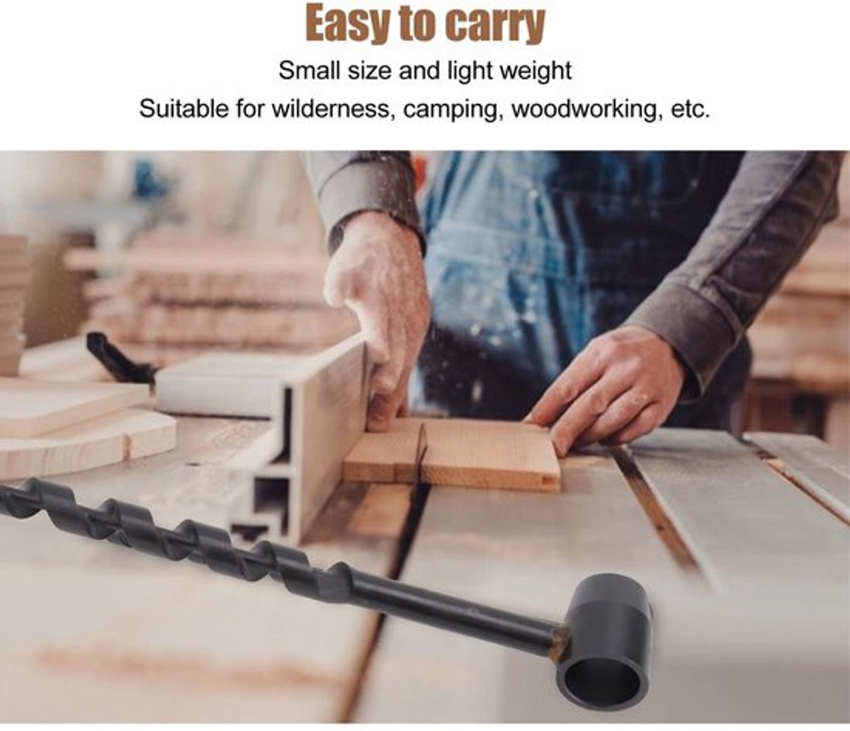 Spiraalboor voor hout - Houtboor - Perfect voor kamperen - Zwart - Handboormachine - Ideaal voor houtbewerking - Geschikt voor outdooractiviteiten