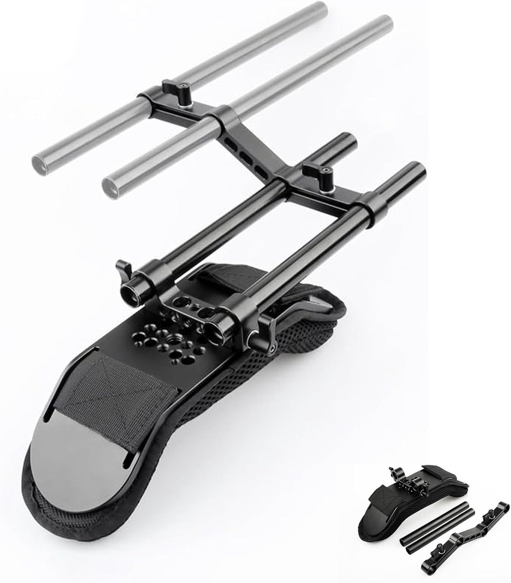 Aluminium Schouderpad met 15mm Railblock voor DSLR Camcorder Rig | Schoudersteun, Video-opname Accessoire, Filmmaking Tools, Professionele Stabilisatie