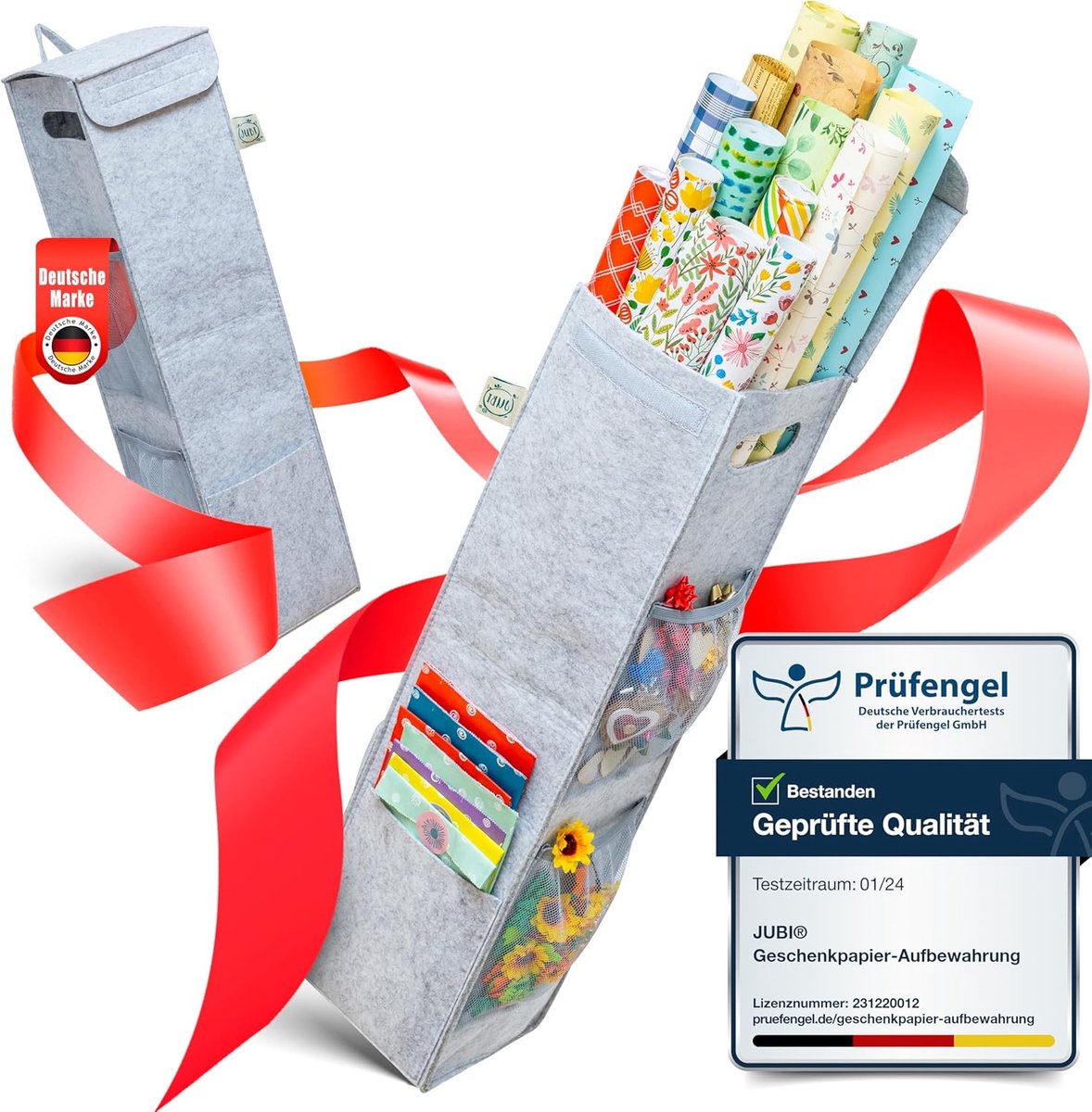 SnelShoppen - Cadeaupapier Organizer van Gerecycled Vilt, Grijs - Opslag voor Cadeaupapier, Multifunctionele Opbergoplossing voor Feesten, Verjaardage