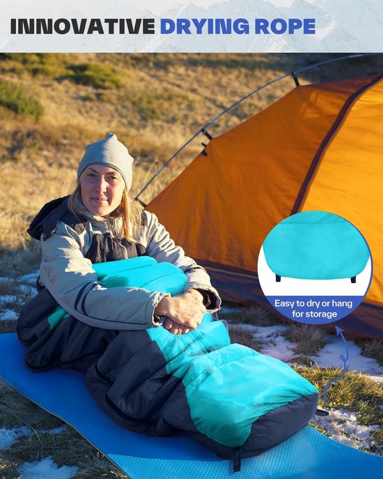Slaapzak, outdoor, mummieslaapzak: 3-4 zones, licht, waterdicht, slaapzak 5 °C - 15 °C, voor stimulus, festival, camping, indoor, klein verpakkingsformaat en ultralight van Merkloos — afbeelding 3