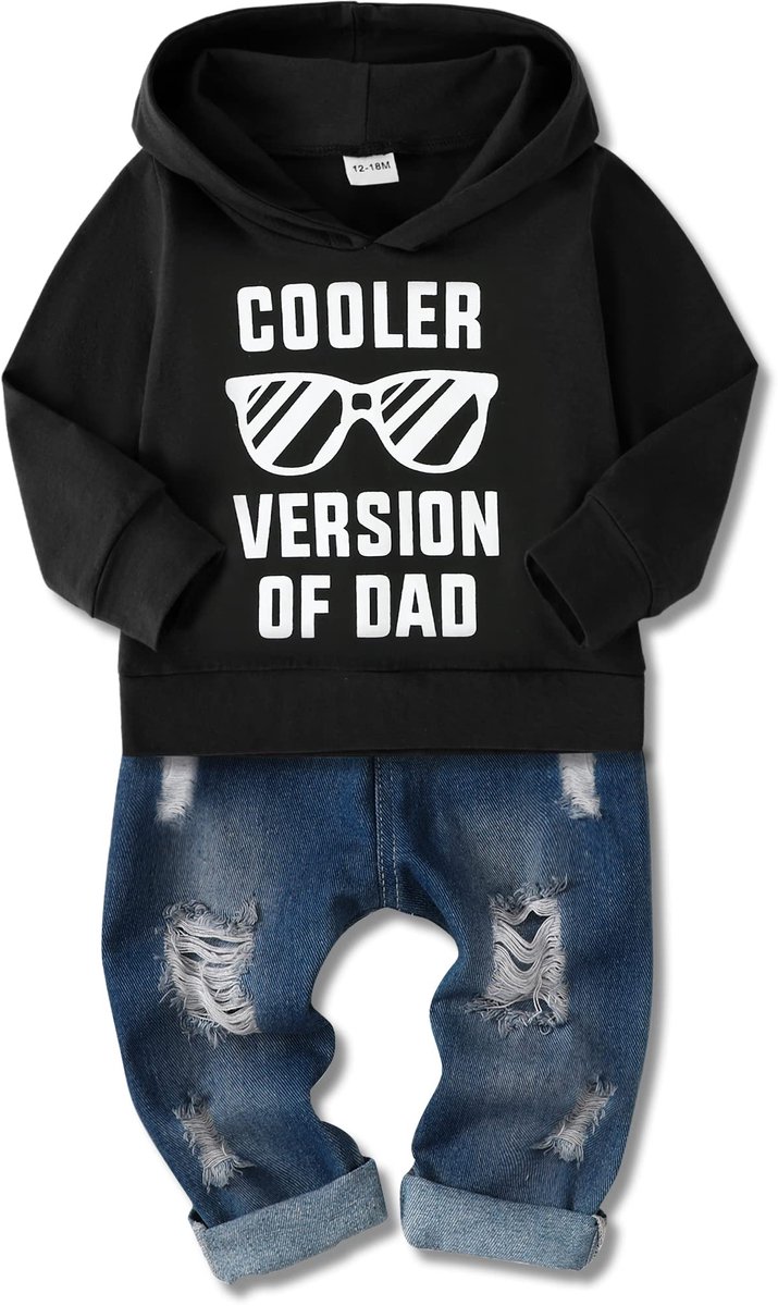 SnelShoppen - Baby Jongenskleding Peuter Jongens Outfit 1-6T - Letter Print Sweatshirt met Lange Mouwen - Mode Hoodie Tops en Broek Set 2PC Wit voor F