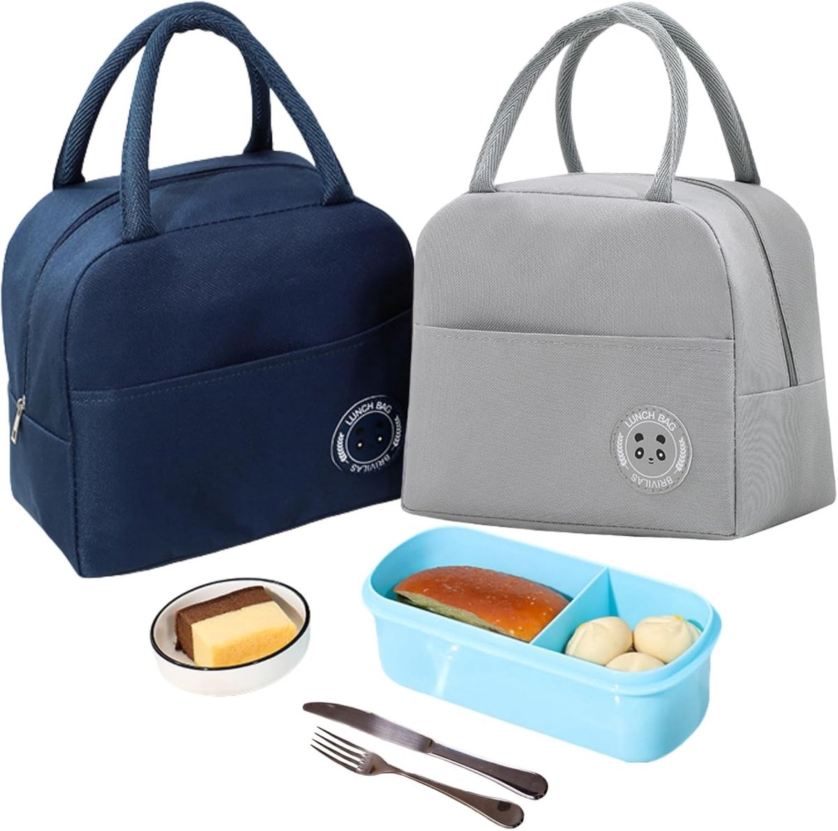 Koeltas Set van 2, Thermische Lunch Tas voor Picnics en Werk, Ideaal voor School en Reizen, Geschikt voor Volwassenen en Kinderen