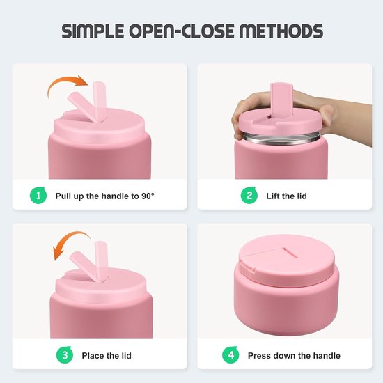 Thermocontainer voor voedsel 400 ml in roze, ideaal voor onderweg, warm of koud eten bewaren — afbeelding 2