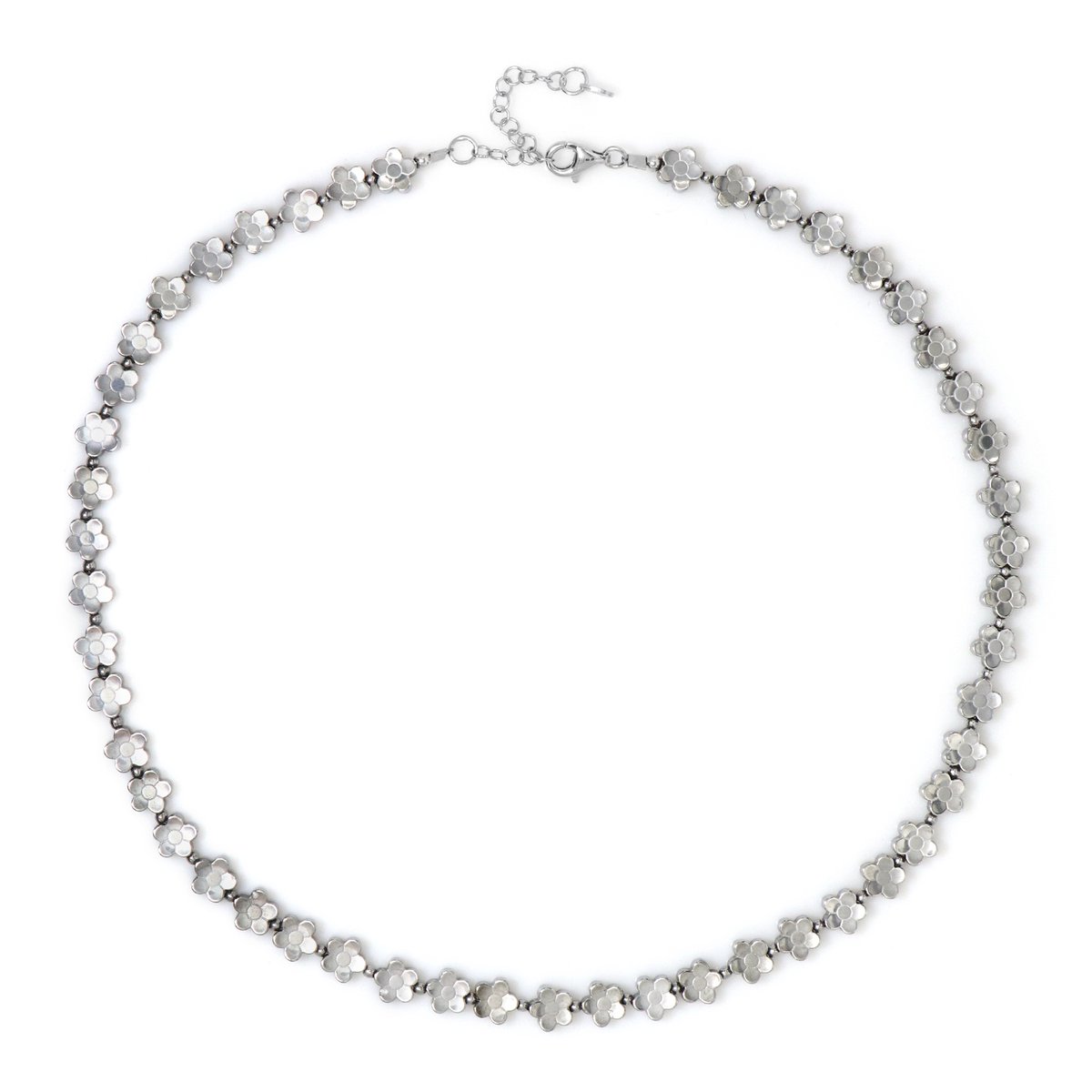 Cavill - Zilveren Halsketting - 925 Sterling Zilver Gerhodineerd - Zilver Hematiet Fancy en Ronde Kralen - Verstelbaar 45-50 cm - Karabijnsluiting