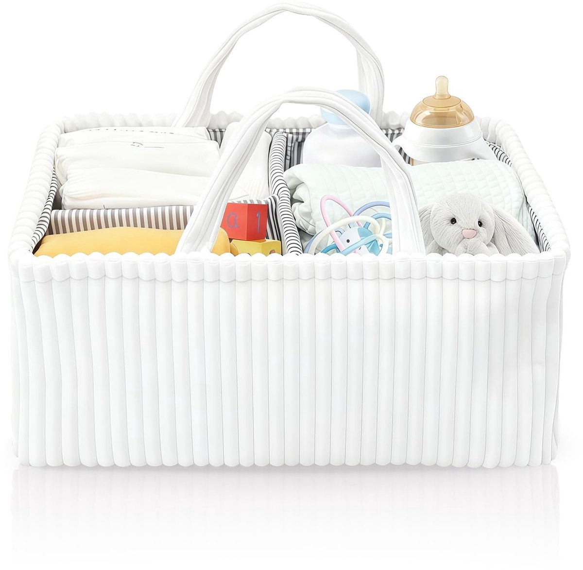 Solidchoice - Organizer voor Luiers met Handvatten en Compartimenten - Wit
