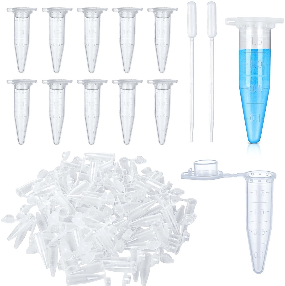 Solidchoice - 120 Stuks 2 ml Centrifuge Tubes met Pipetten