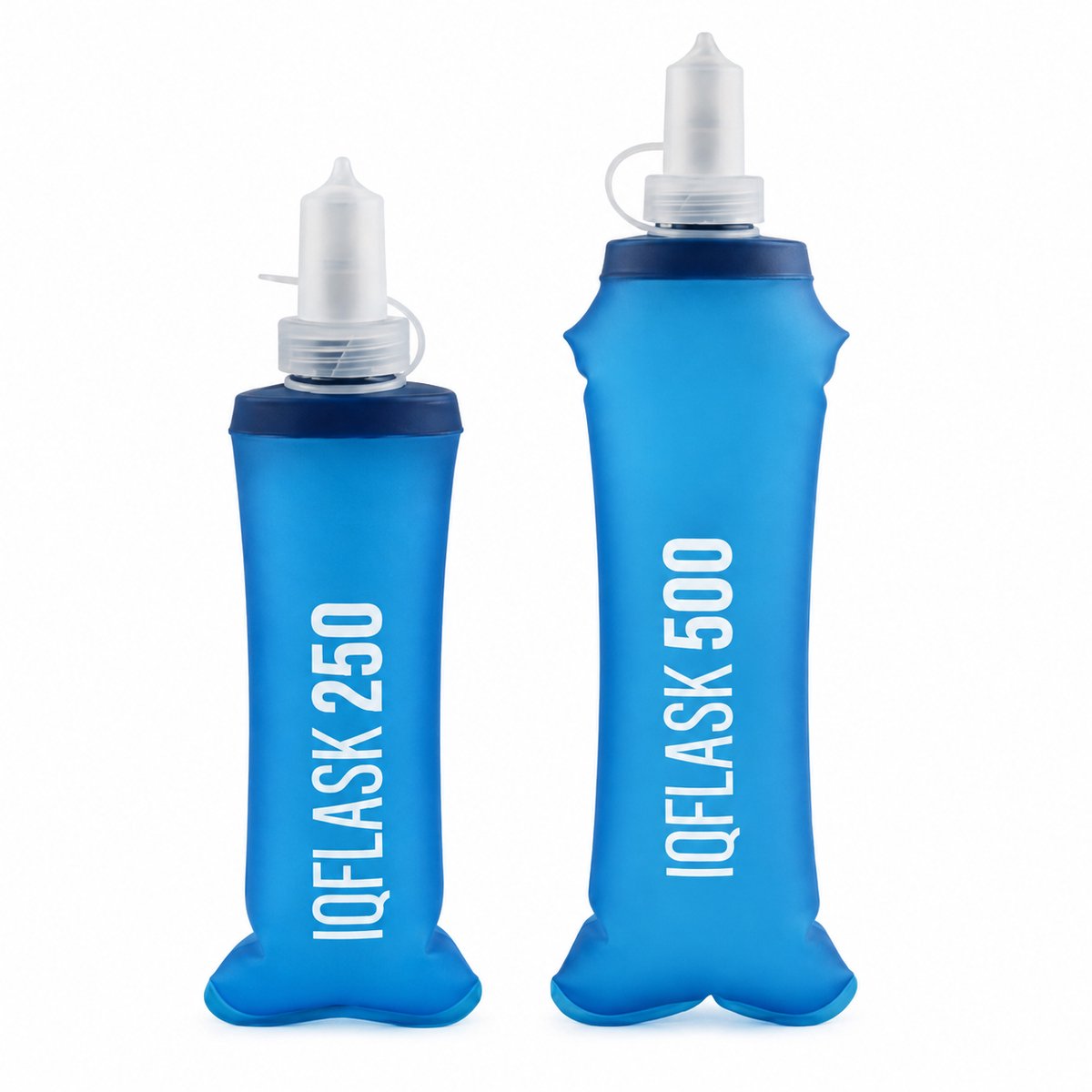 VHV - Soft Flask Soft Flask Set 250 ml + 500 ml - Opvouwbare Drinkfles - Hardlopen - Opvouwbare Waterfles - Lichtgewicht Sportfles met Siliconen Drinktuit - Voor Hardlopen, Wandelen, Fietsen en Reizen - Blauw