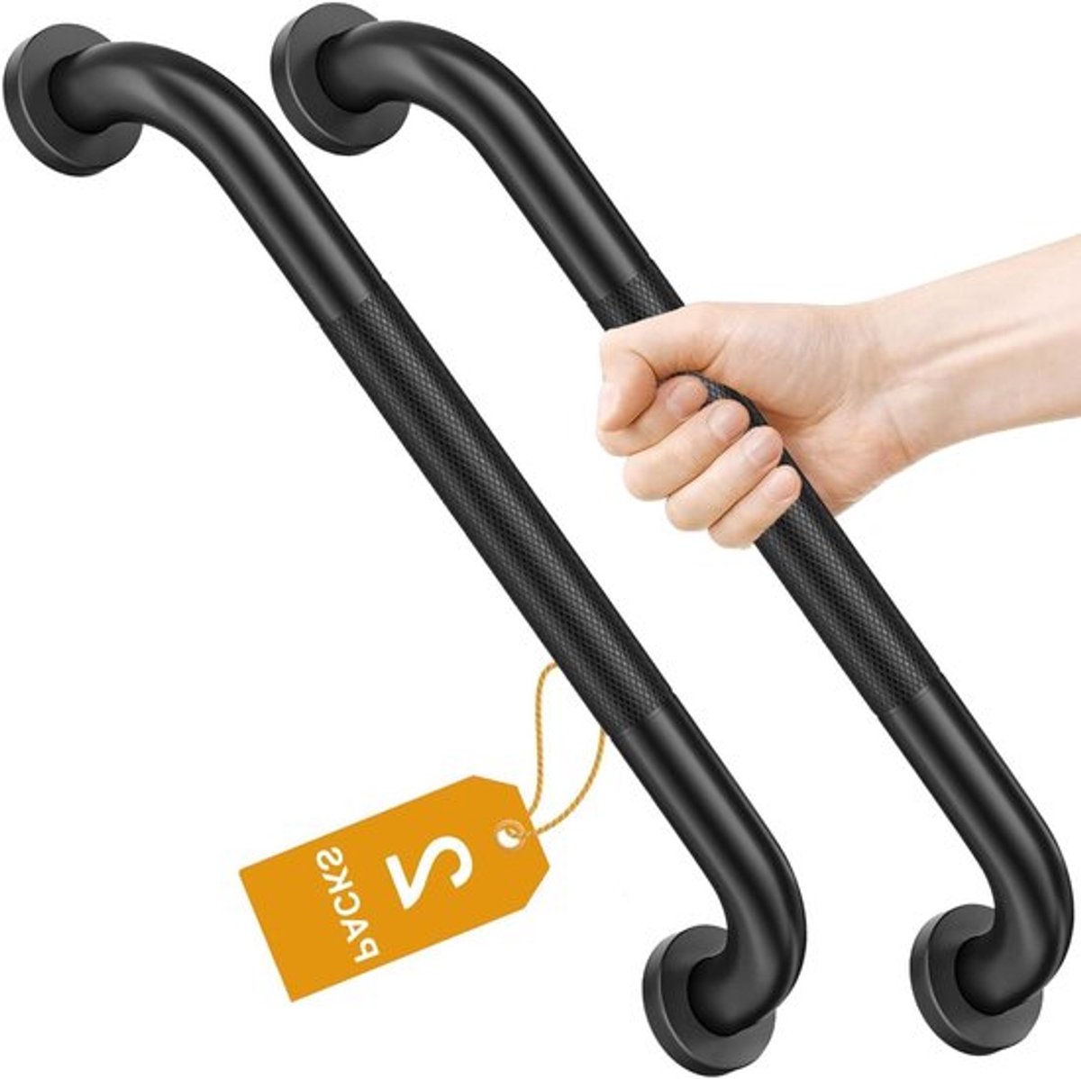 2 Pack 16 Inch Matte Zwarte Douche Steunbeugel, Roestvrijstalen Wandmontage Veiligheidsbeugel, Badkamer Balanssteun en Handgreep voor Extra Veiligheid