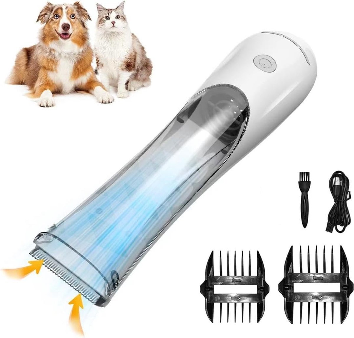 carmdering - 2-in-1 Draagbare Hond Trimstofzuiger - 2-in-1 Hondenverzorgingsset - Elektrische Trimmer - 99% Haaropvang - 1 Set