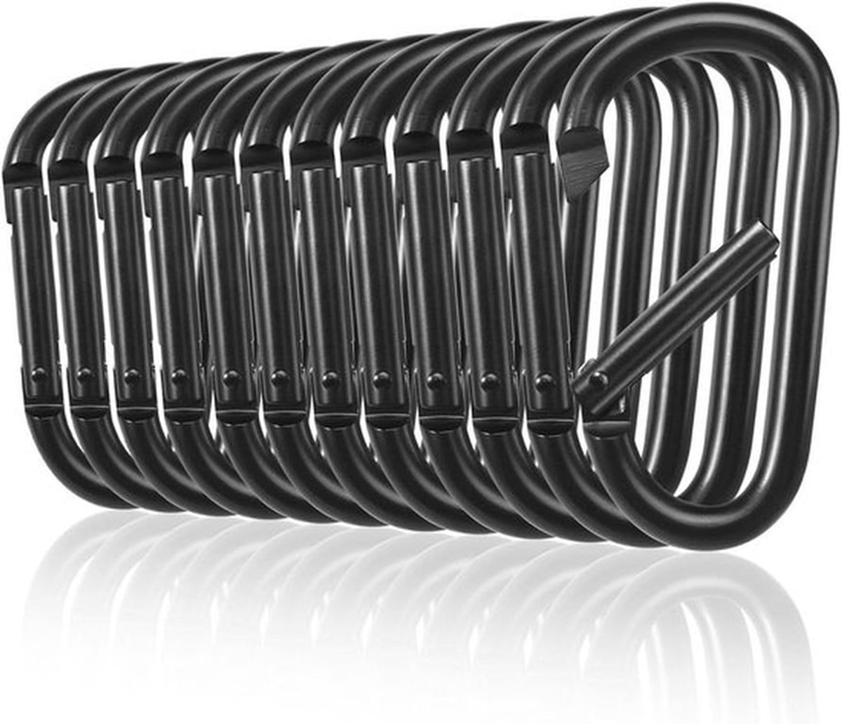 Grote set van 12 duurzame aluminium karabijnhaken van 75 mm voor vissen, wandelen en reizen