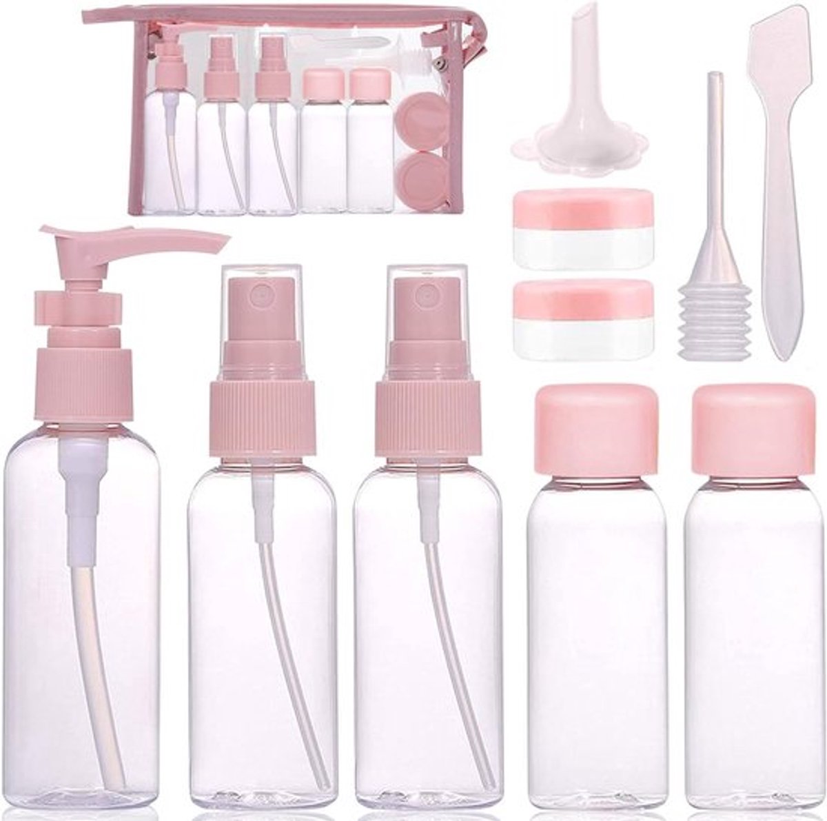 Set van 10 Herbruikbare Reisflessen - Draagbare Vloeistofcontainers voor Cosmetica, Shampoo en Conditioner - BPA-vrij en FDA-goedgekeurd Reisaccessoires