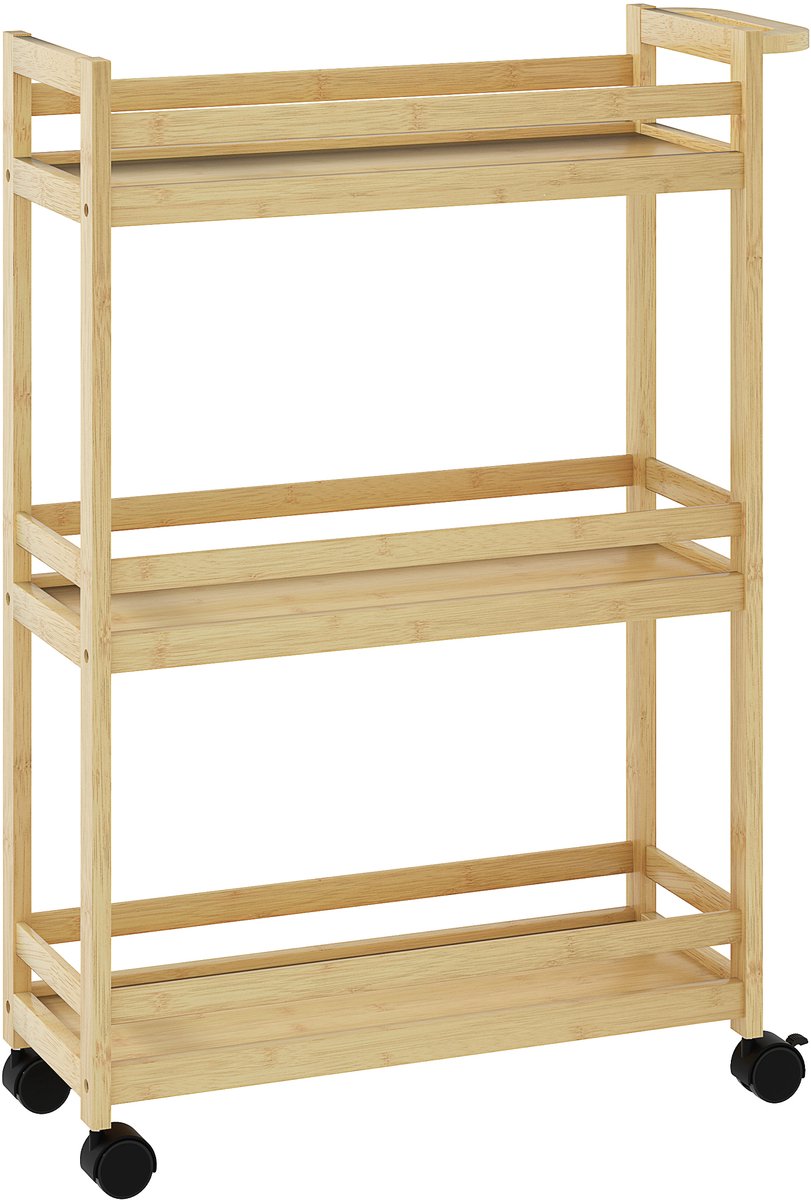 HOMCOM Badkamerrek - Bamboe - 55x20x75cm - Natuurlijk hout