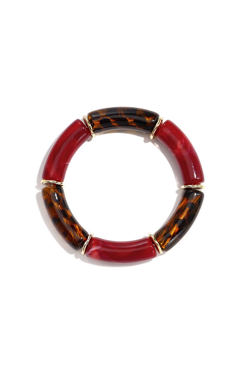 Lumé - Kralen Armband - Acryl - Goudkleur - - donkerbruin