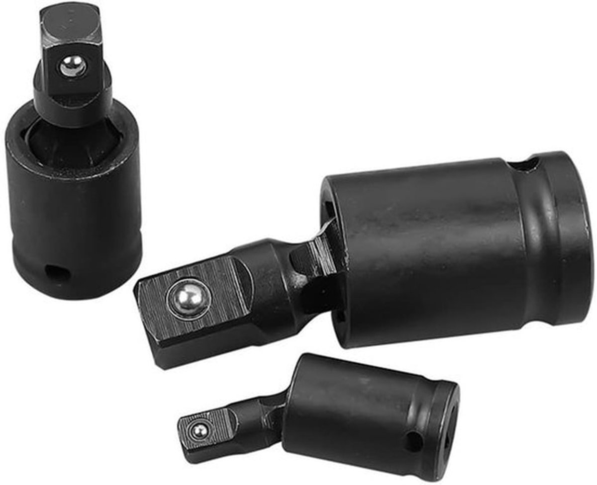 wiebelcontactadapters - universele scharnier - draaibare socket set - 3 stuks - geschikt voor 1/4 3/8 1/2 - veelzijdig en praktisch