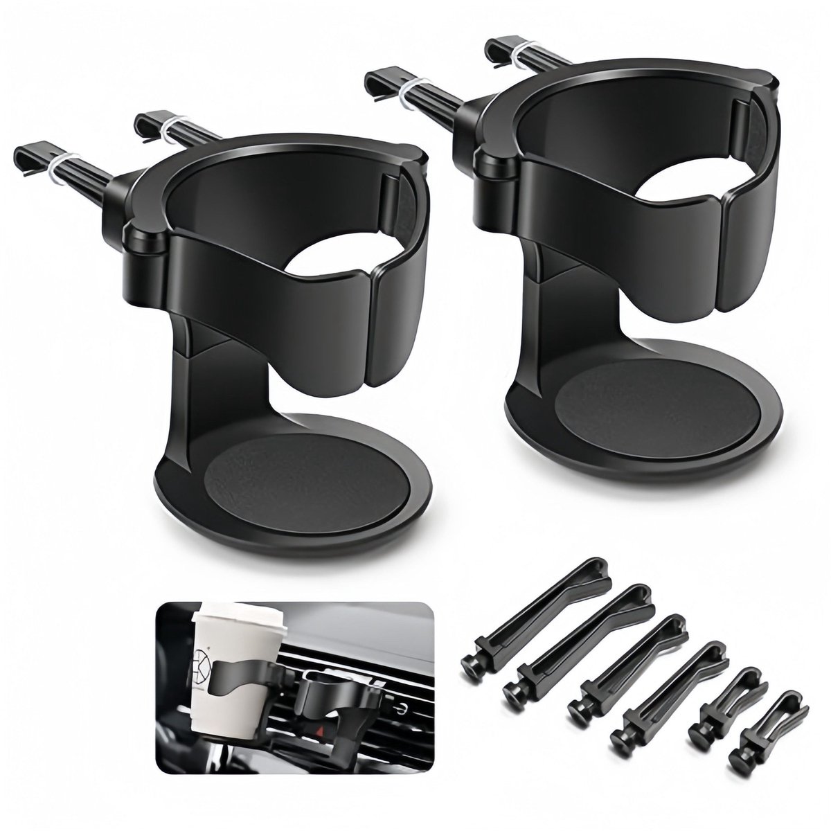 Claoner Auto bekerhouder - 2 stuks - ABS - Verstelbaar - Anti-slip - Universeel - Zwart
