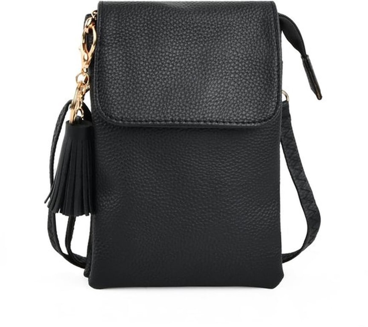 Schoudertas zwart - PU-leer - Verstelbare schouderriem - Casual handtas - Crossbody-tas - Afmetingen 20 x 13 x 3 cm