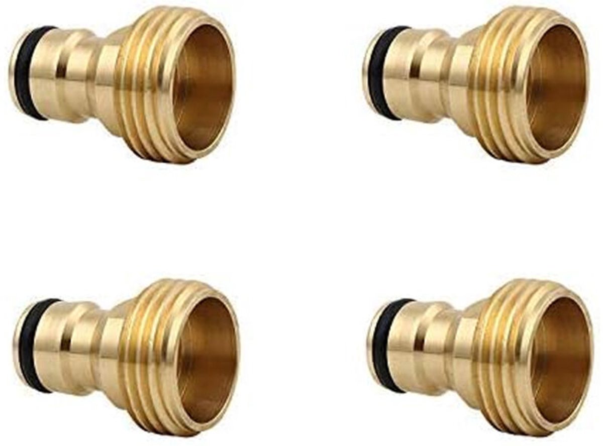 4-delige snelkoppelingenset geschikt voor tuinslangen, 3/4-inch messing slangmondstuk geschikt voor buitendraad, snelkoppelingadapter