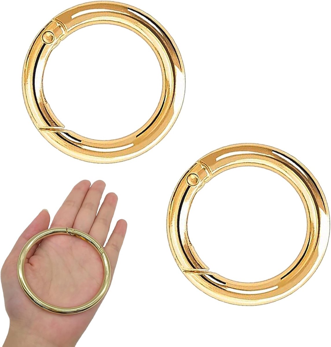 Ronde Karabijnhaak - Goud - 75 mm - Zinklegering - Voor Sleutelhangers en Tassen