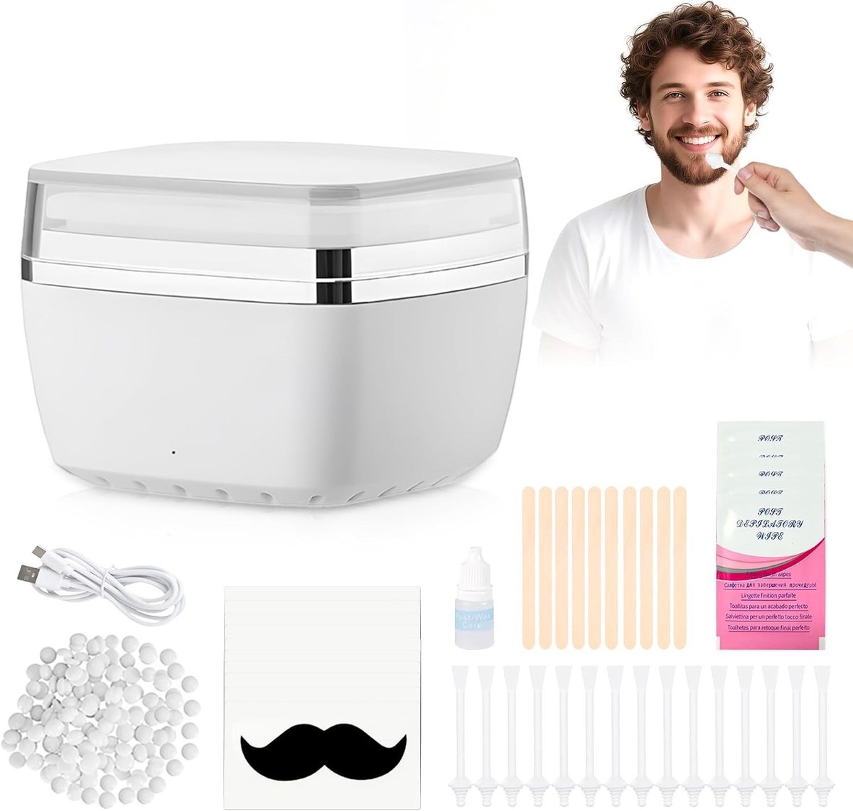 Nose Wax Kit - Zwart - Mini Waxverwarmer - Inclusief Wegwerp Neushaarwas - Voor Mannen en Vrouwen