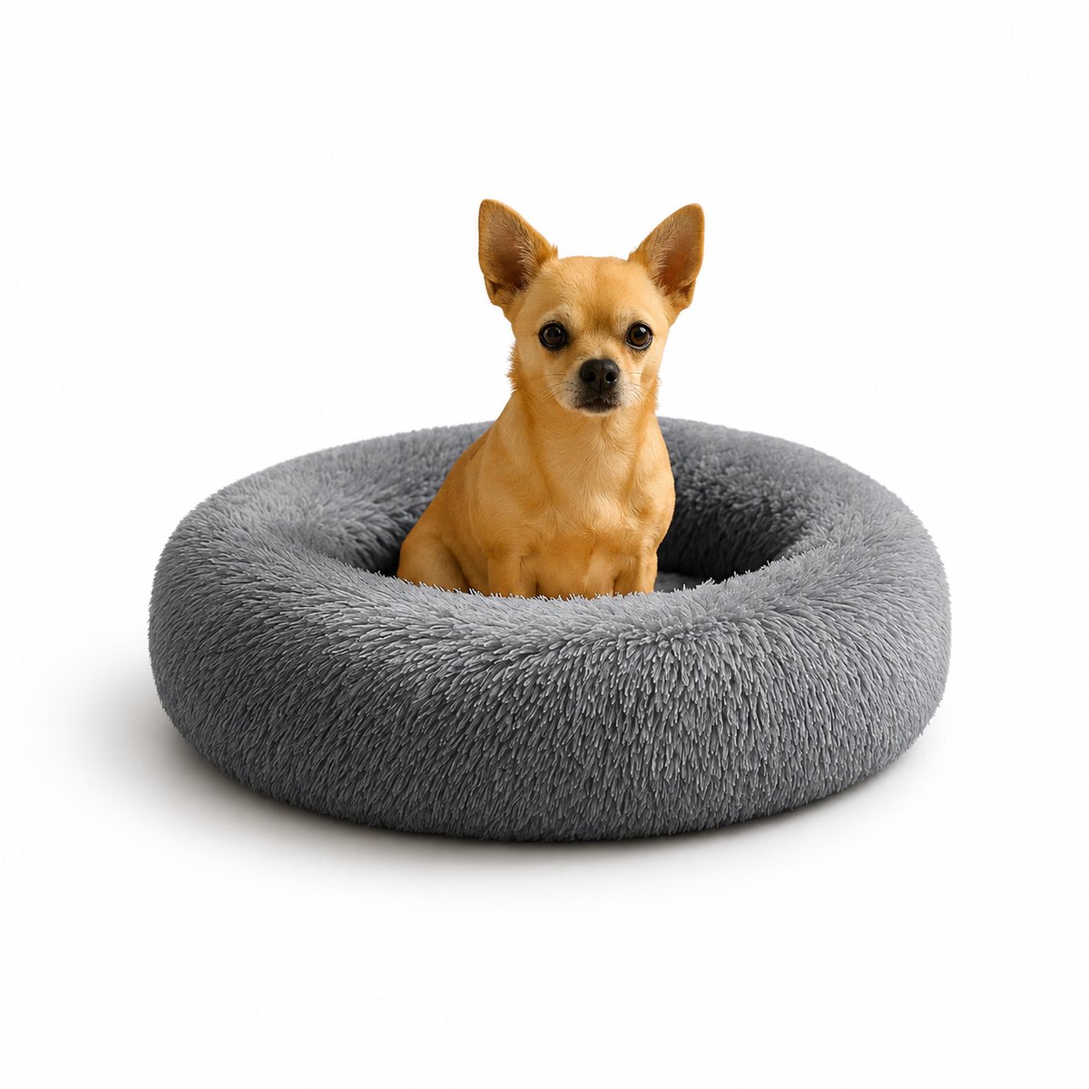 belviona Donut hondenbed, zacht hondenmand, comfortabel & antislip Ø40 cm donkergrijs