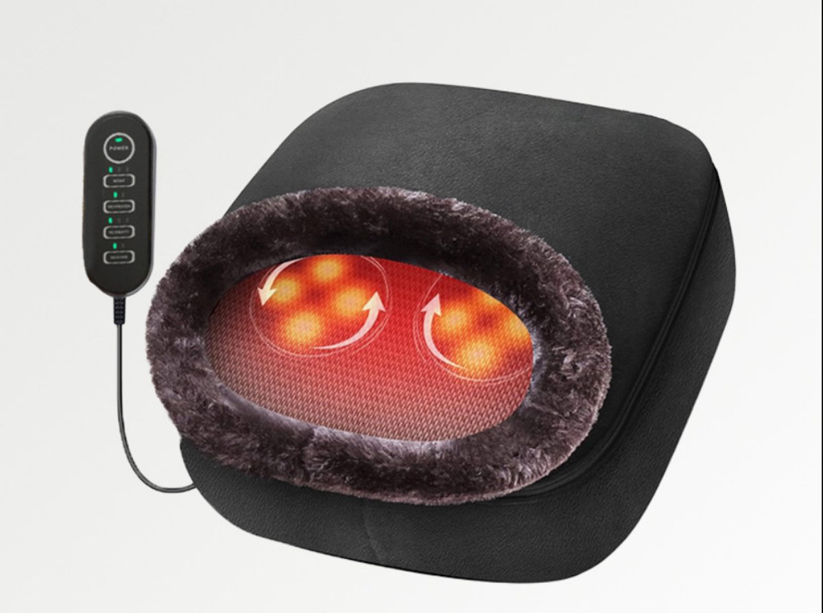 Shiatsu voet‑ en rugmassageapparaat met warmtefunctie, elektrische verwarmingskussen, geschikt als cadeau voor mannen en vrouwen (Zwart)