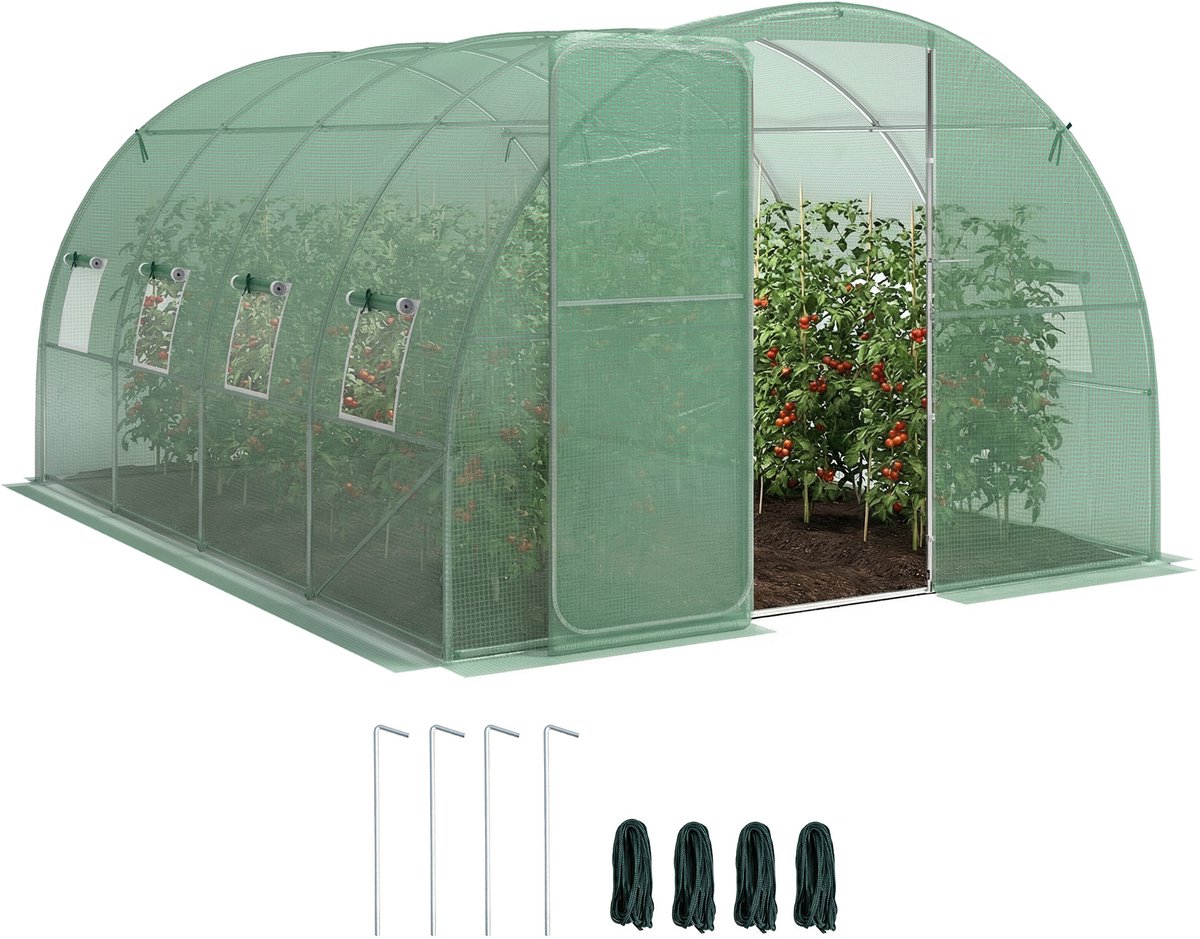 Outsunny Tunnelkas - PE, gegalvaniseerd staal - 295x400x200cm - Groen