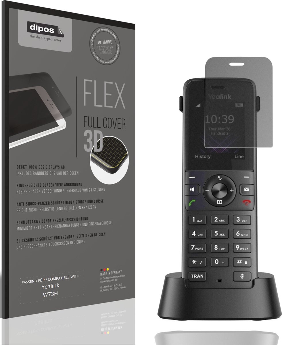 dipos FLEX – Matte Privacy Screenprotector geschikt voor Yealink W73H | Volledige Schermbescherming | Case-Friendly