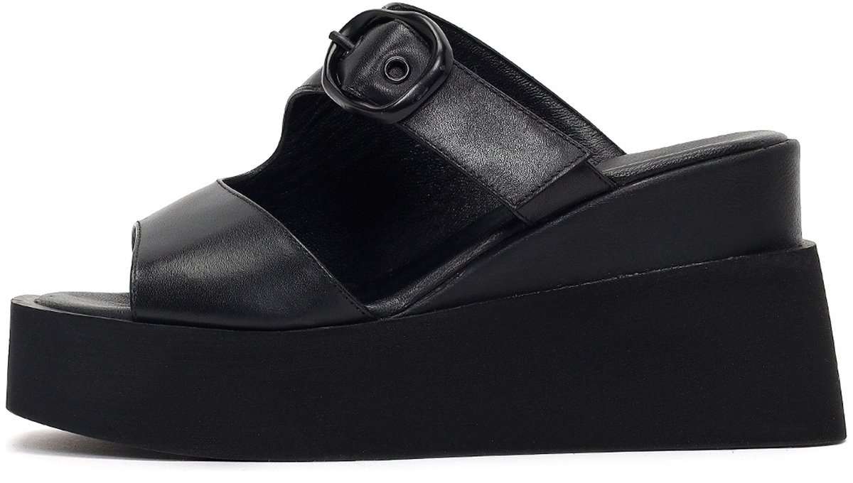 DERIMOD Sandalen Met Sleehak Leren Wedge Sandalen