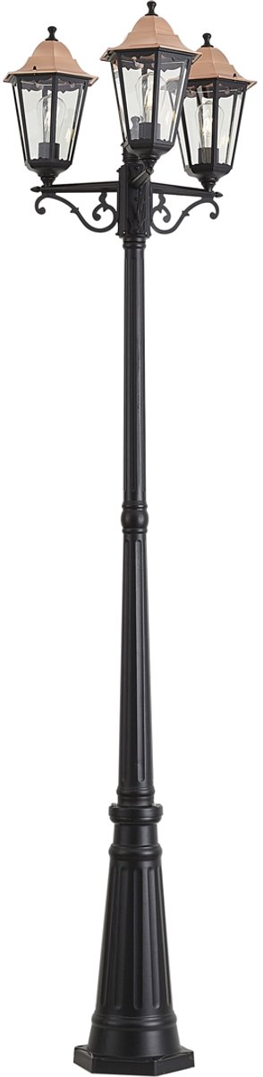 Qazqa klassiek sokkellamp, padverlichting, buitenlamp voor in de tuin - Havana - zwart, max. 15W, geschikt voor led, 220cm, IP44, 3-lichts